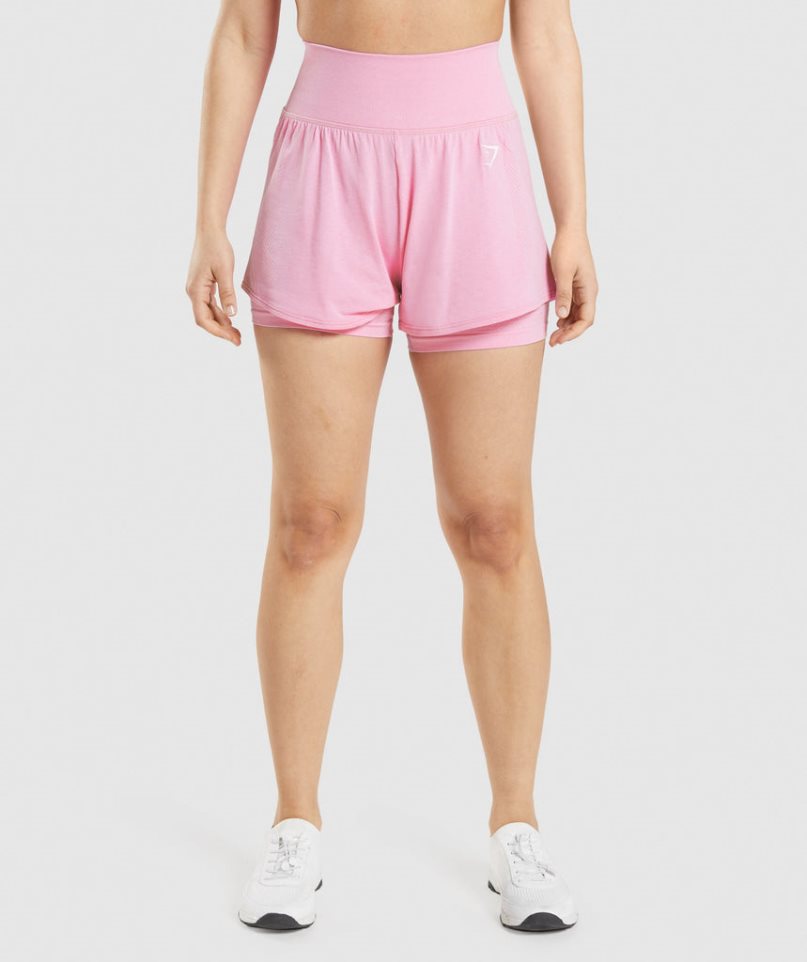 Gymshark Vital Seamless 2.0 2-in-1 Női Rövidnadrág Rózsaszín | HU-Y-624