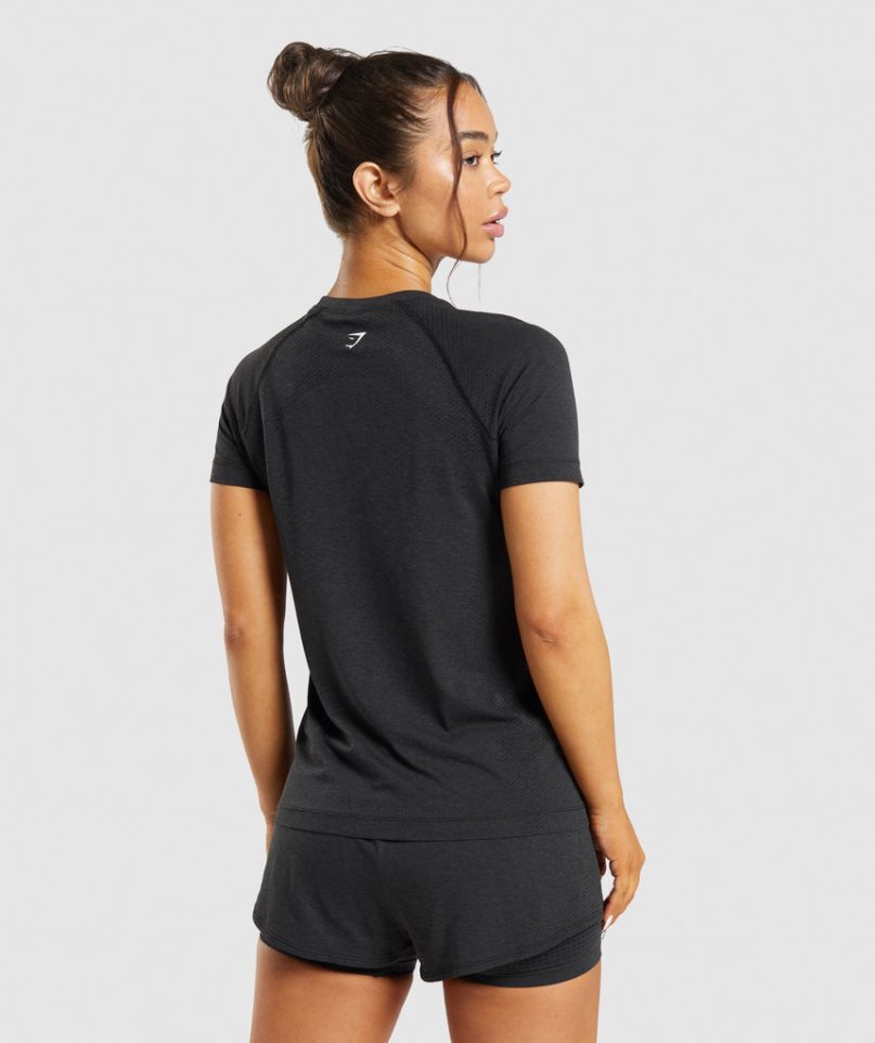 Gymshark Vital Seamless 2.0 Light Női Póló Fekete | HU-D-948