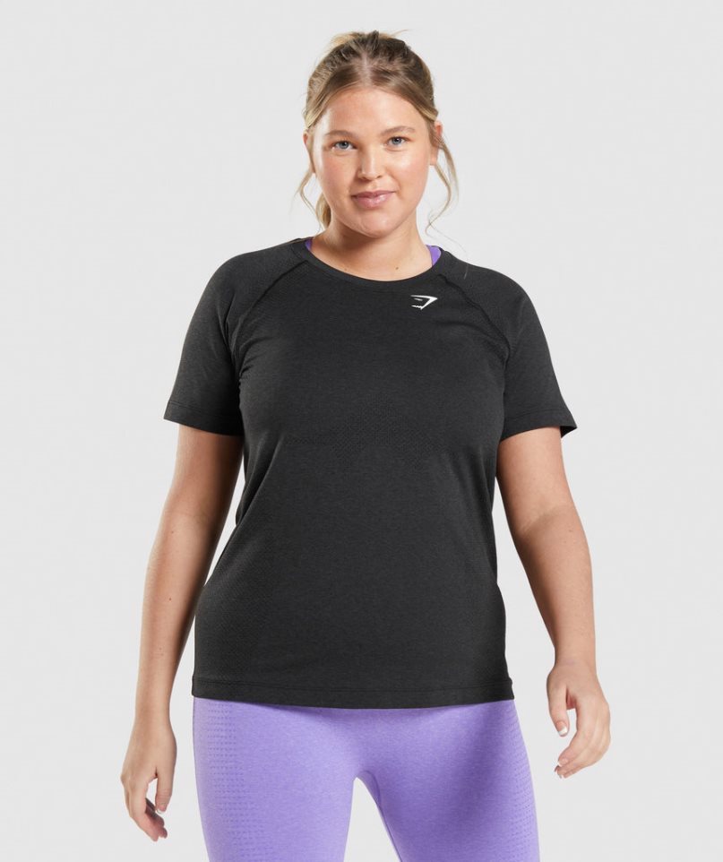 Gymshark Vital Seamless 2.0 Light Női Póló Fekete | HU-D-948