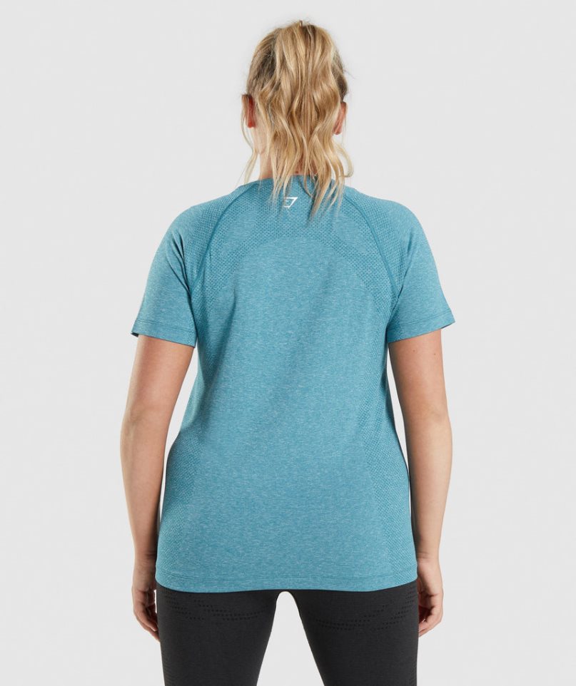 Gymshark Vital Seamless 2.0 Light Női Póló Türkiz | HU-M-216