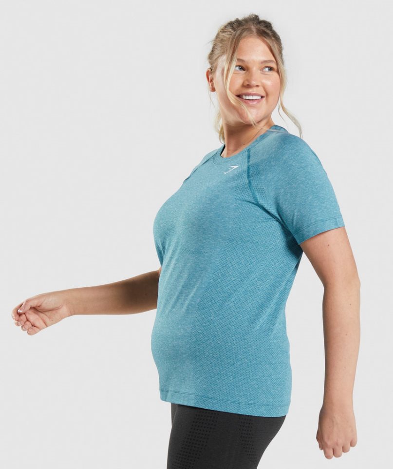 Gymshark Vital Seamless 2.0 Light Női Póló Türkiz | HU-M-216