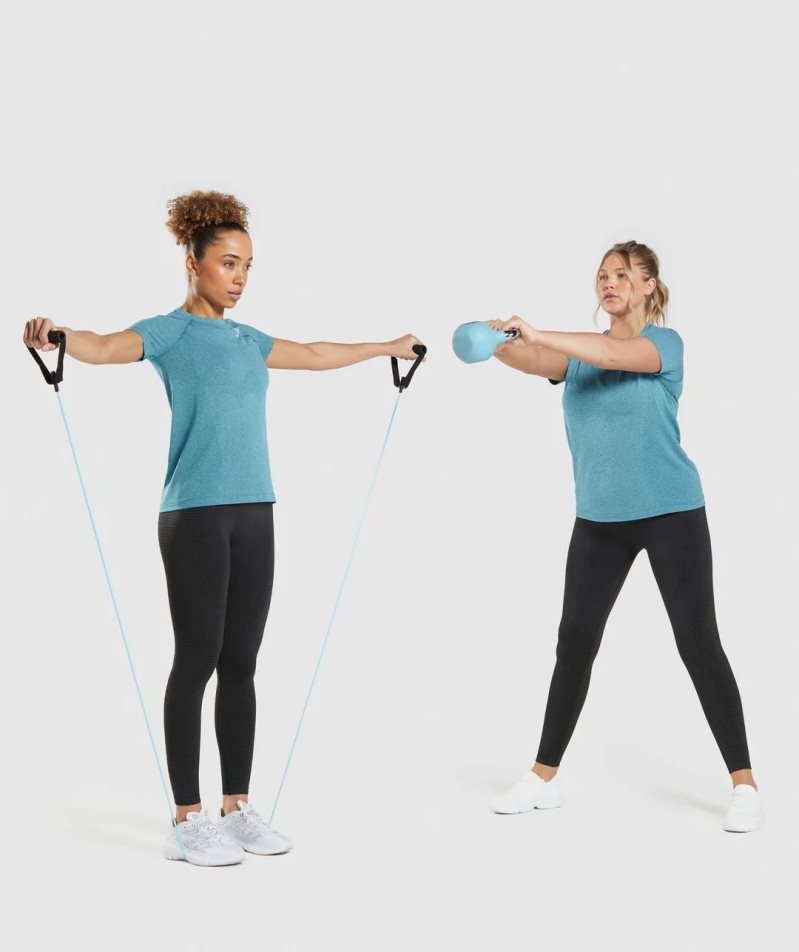 Gymshark Vital Seamless 2.0 Light Női Póló Türkiz | HU-M-216