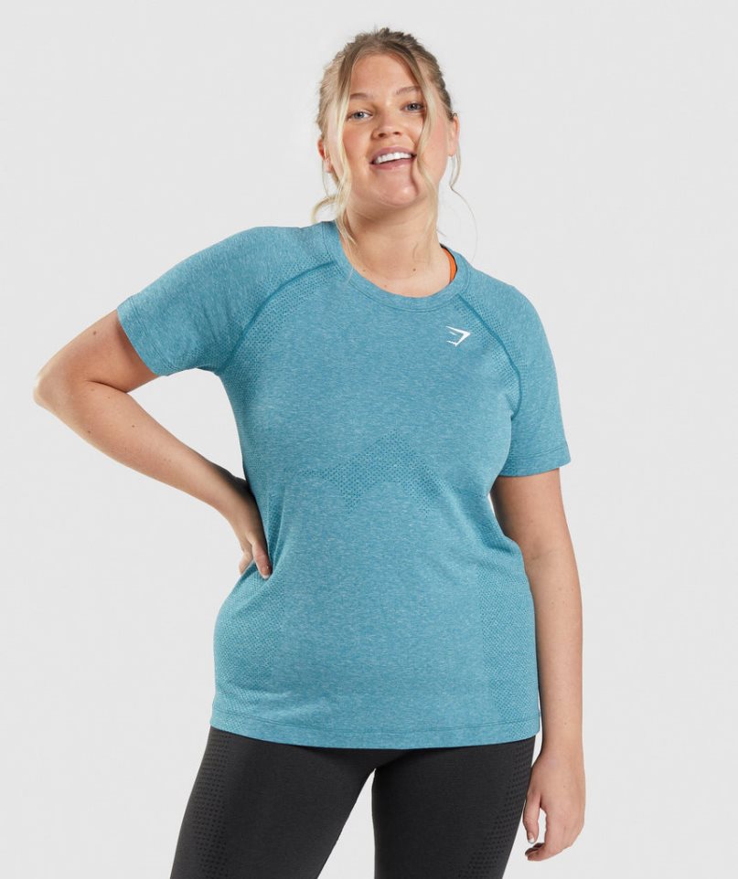 Gymshark Vital Seamless 2.0 Light Női Póló Türkiz | HU-M-216
