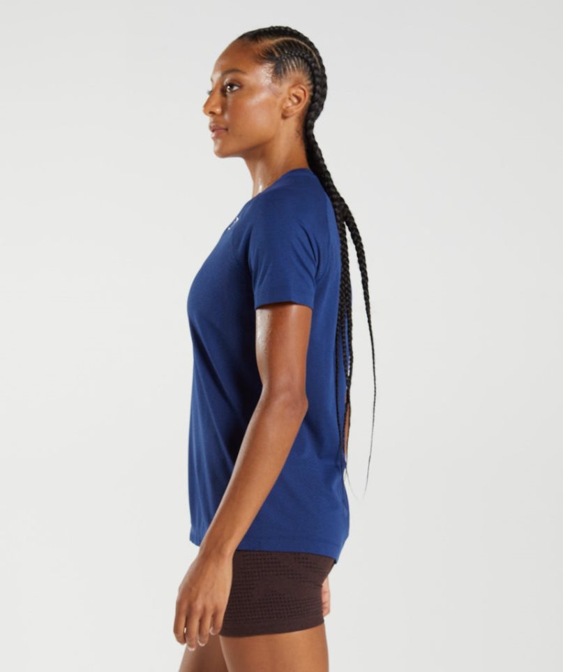 Gymshark Vital Seamless 2.0 Light Női Póló Kék | HU-O-402