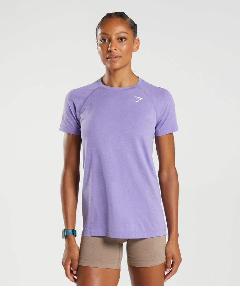 Gymshark Vital Seamless 2.0 Light Női Póló Lila | HU-U-248