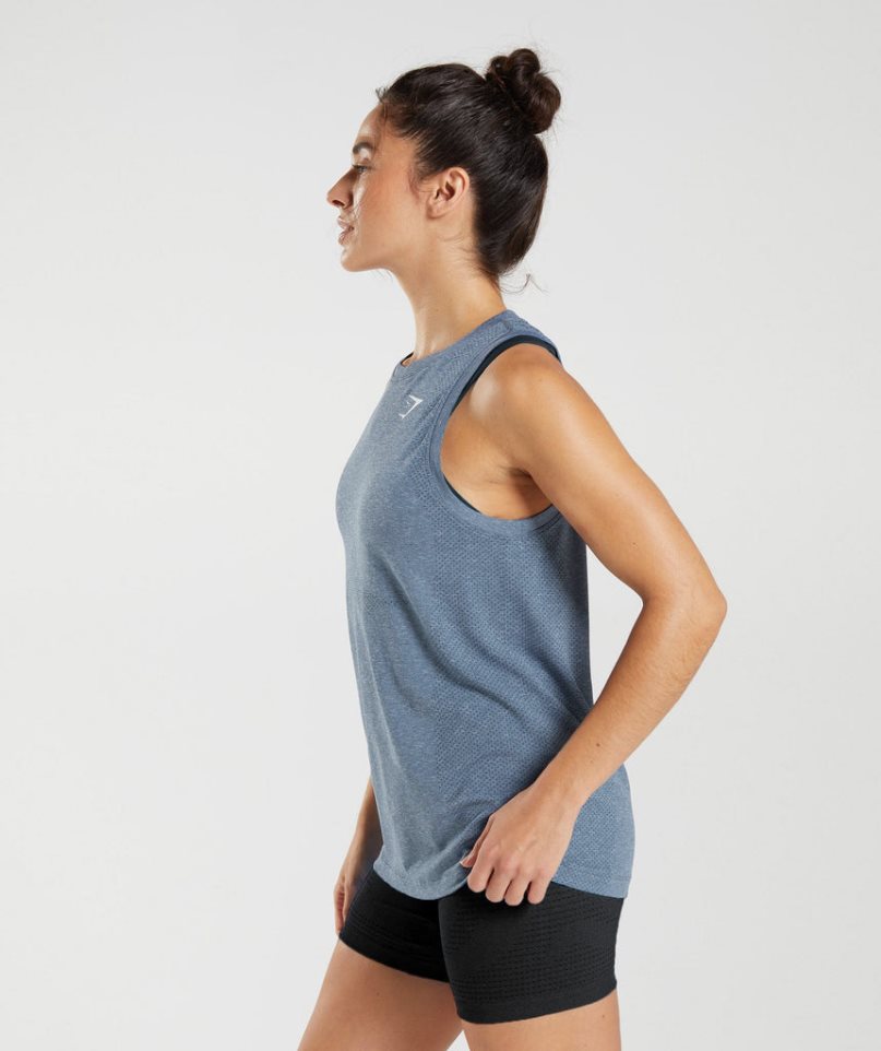 Gymshark Vital Seamless 2.0 Light Női Ujjatlan Póló Kék | HU-U-806