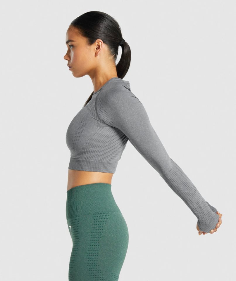Gymshark Vital Seamless 2.0 Long Sleeve Női Vágott Felsők Szürke | HU-I-695