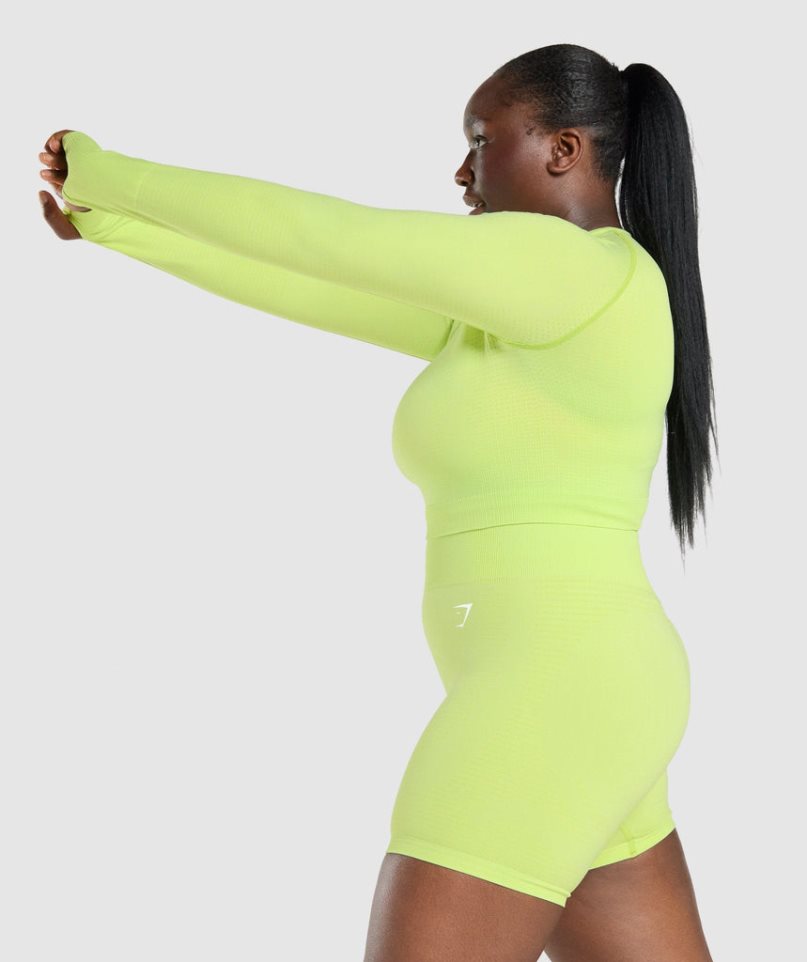 Gymshark Vital Seamless 2.0 Long Sleeve Női Vágott Felsők Sárga | HU-K-318