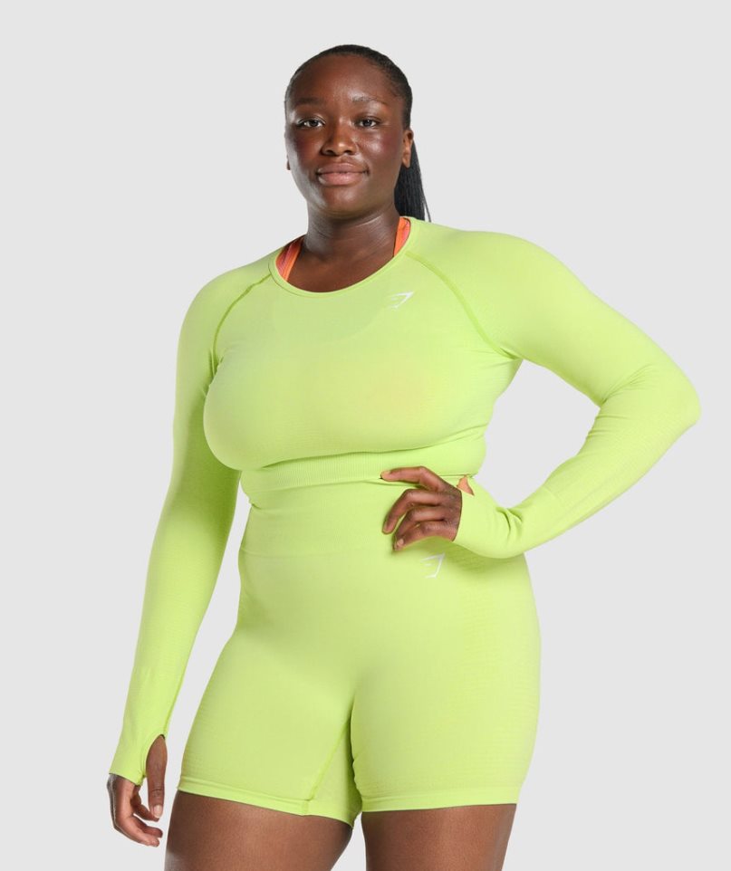 Gymshark Vital Seamless 2.0 Long Sleeve Női Vágott Felsők Sárga | HU-K-318