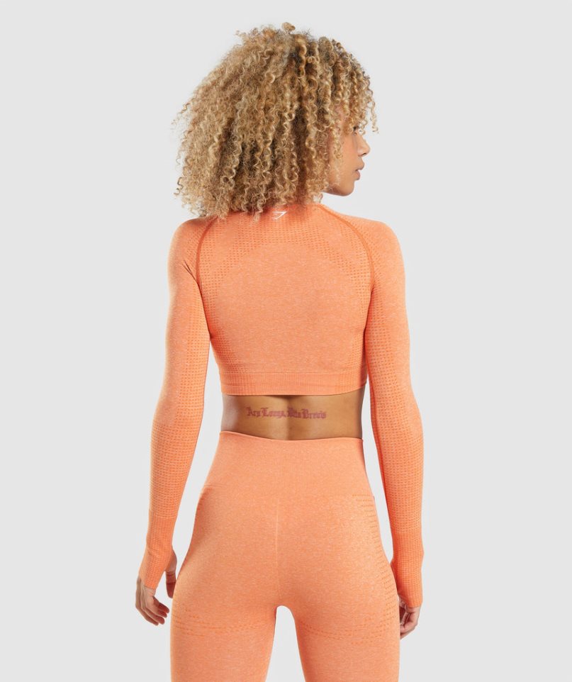 Gymshark Vital Seamless 2.0 Long Sleeve Női Vágott Felsők Narancssárga | HU-X-913
