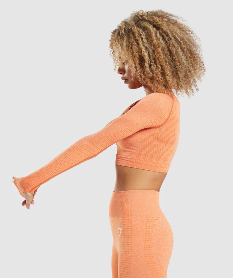 Gymshark Vital Seamless 2.0 Long Sleeve Női Vágott Felsők Narancssárga | HU-X-913