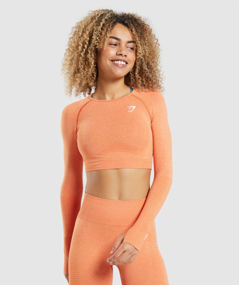Gymshark Vital Seamless 2.0 Long Sleeve Női Vágott Felsők Narancssárga | HU-X-913