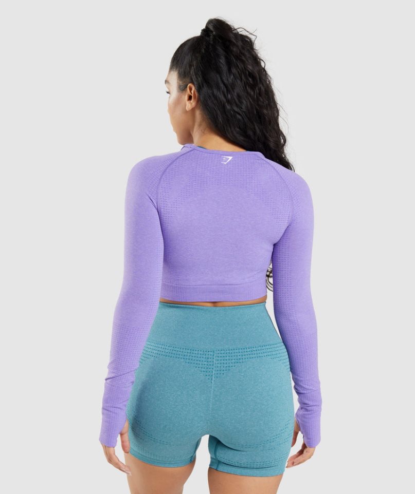 Gymshark Vital Seamless 2.0 Long Sleeve Női Vágott Felsők Levendula | HU-Y-150