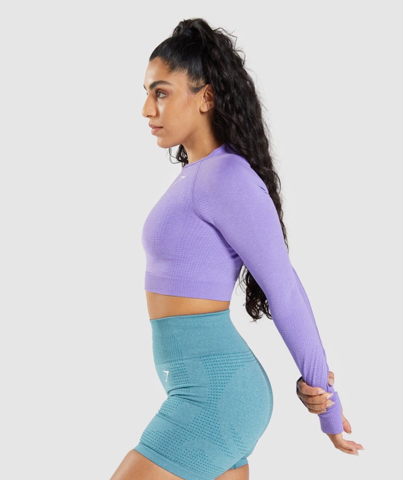 Gymshark Vital Seamless 2.0 Long Sleeve Női Vágott Felsők Levendula | HU-Y-150