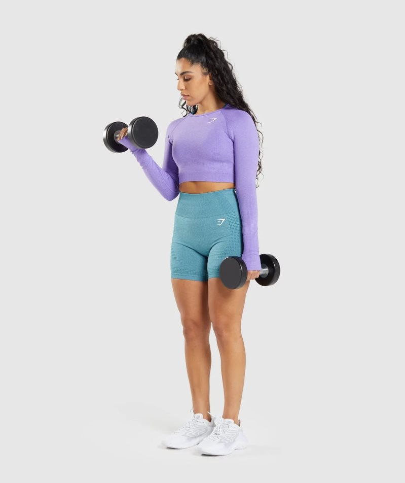 Gymshark Vital Seamless 2.0 Long Sleeve Női Vágott Felsők Levendula | HU-Y-150