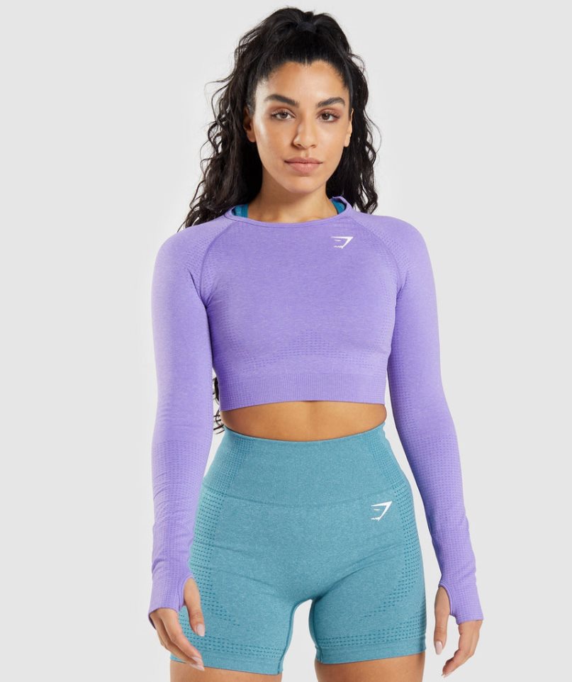 Gymshark Vital Seamless 2.0 Long Sleeve Női Vágott Felsők Levendula | HU-Y-150