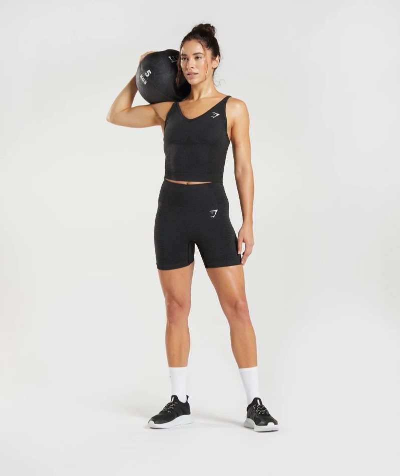 Gymshark Vital Seamless 2.0 Midi Női Ujjatlan Póló Fekete | HU-N-943