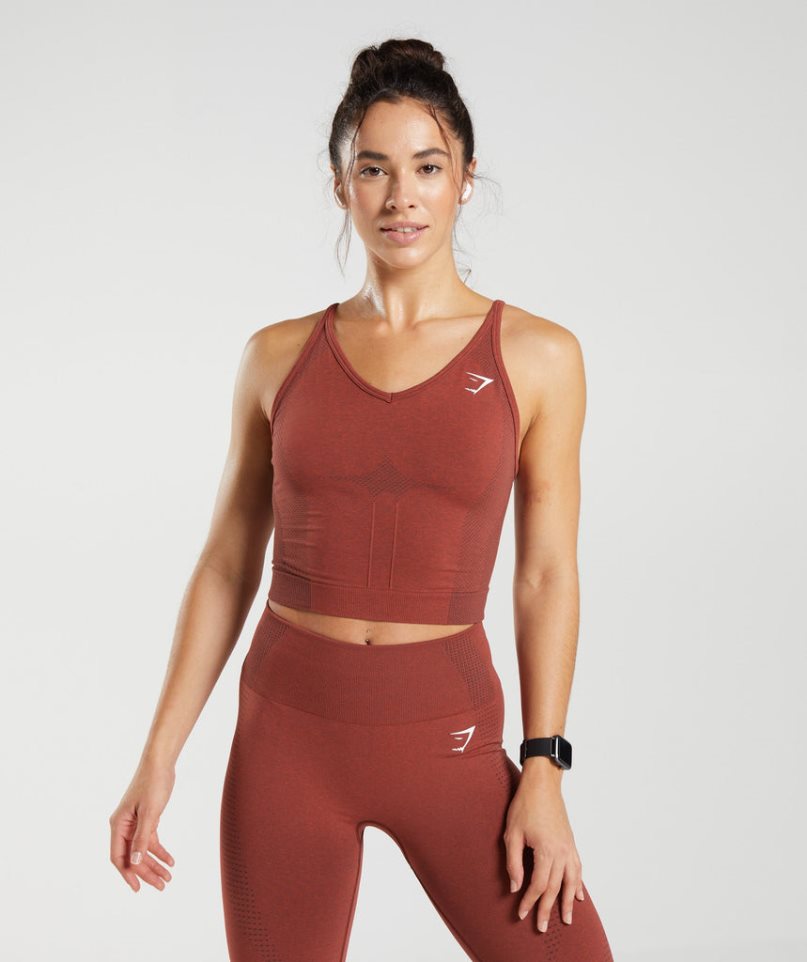 Gymshark Vital Seamless 2.0 Midi Női Ujjatlan Póló Sötétpiros | HU-R-738