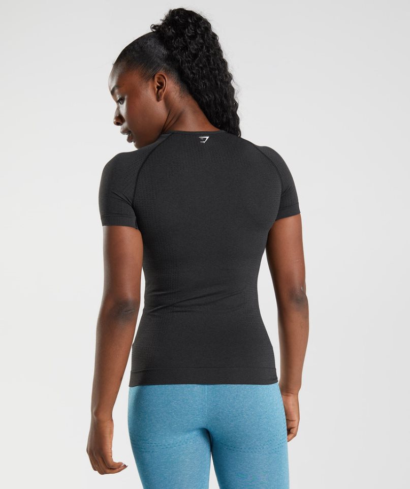 Gymshark Vital Seamless 2.0 Női Póló Fekete | HU-K-390