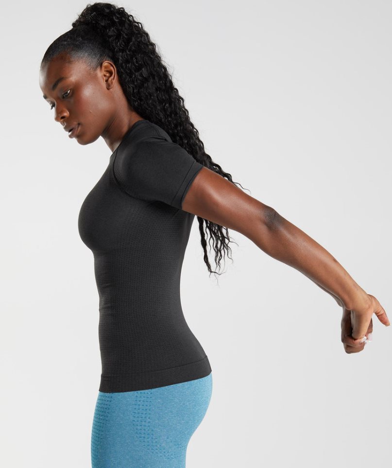 Gymshark Vital Seamless 2.0 Női Póló Fekete | HU-K-390