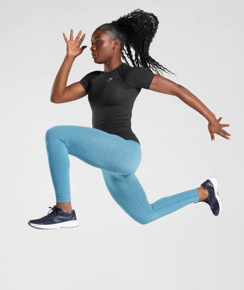 Gymshark Vital Seamless 2.0 Női Póló Fekete | HU-K-390