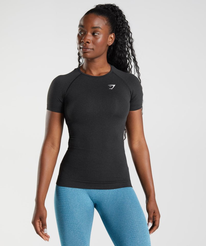 Gymshark Vital Seamless 2.0 Női Póló Fekete | HU-K-390