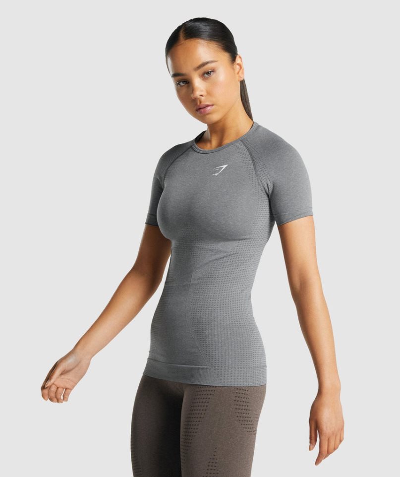 Gymshark Vital Seamless 2.0 Női Póló Szürke | HU-G-382