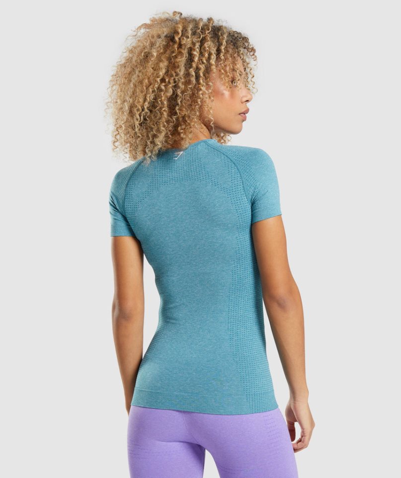 Gymshark Vital Seamless 2.0 Női Póló Türkiz | HU-M-796