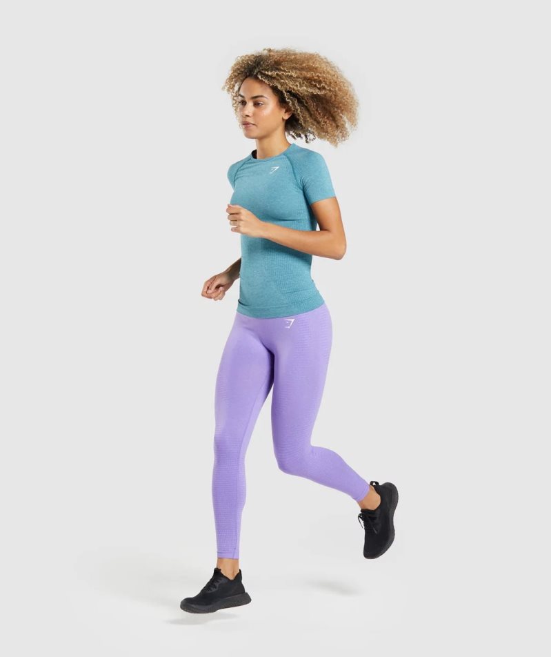 Gymshark Vital Seamless 2.0 Női Póló Türkiz | HU-M-796