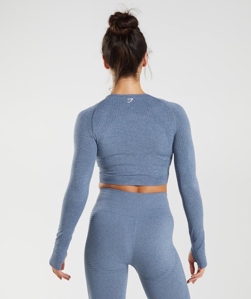 Gymshark Vital Seamless 2.0 Női Vágott Felsők Kék | HU-K-385