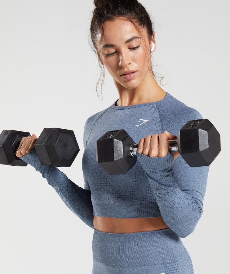 Gymshark Vital Seamless 2.0 Női Vágott Felsők Kék | HU-K-385