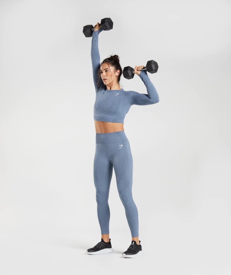 Gymshark Vital Seamless 2.0 Női Vágott Felsők Kék | HU-K-385