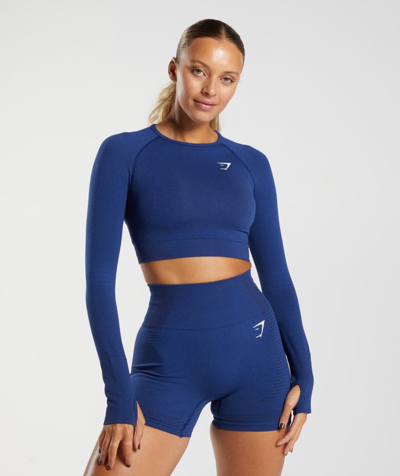 Gymshark Vital Seamless 2.0 Női Vágott Felsők Kék | HU-L-781