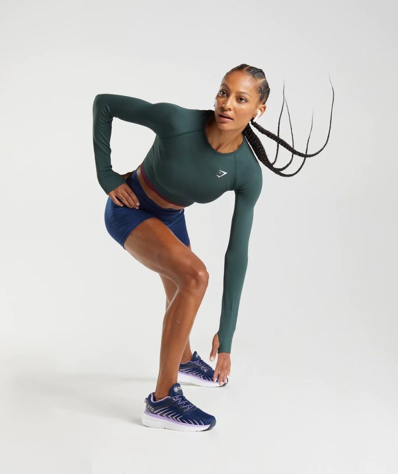 Gymshark Vital Seamless 2.0 Női Vágott Felsők Sötétzöld | HU-M-613