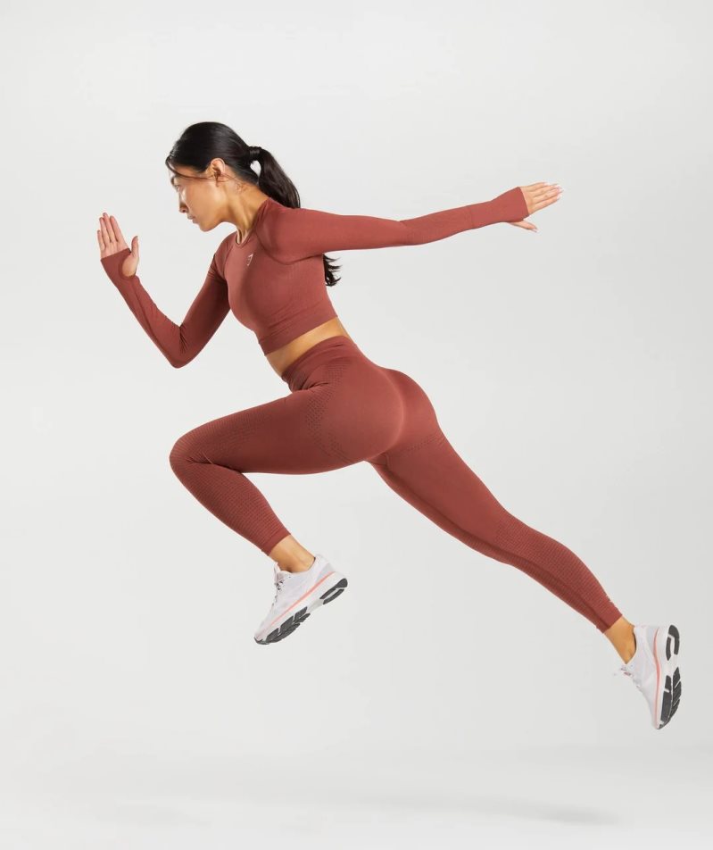 Gymshark Vital Seamless 2.0 Női Vágott Felsők Barna | HU-P-453