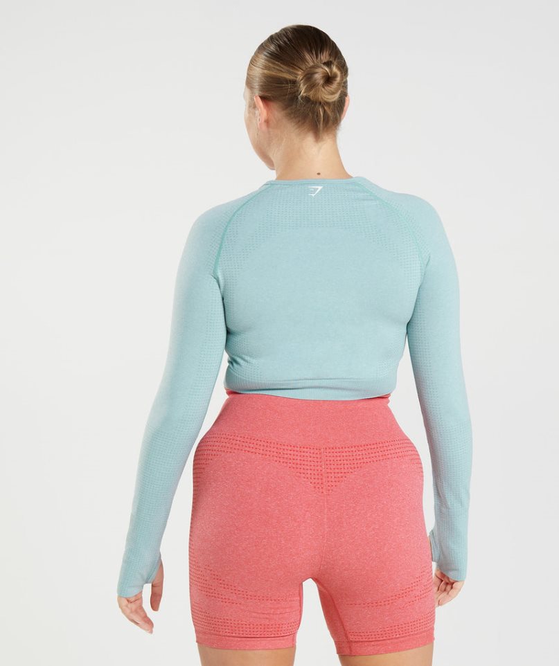 Gymshark Vital Seamless 2.0 Női Vágott Felsők Világos Kék | HU-Z-974