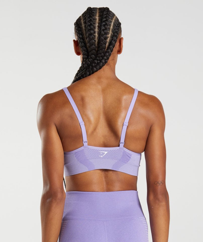 Gymshark Vital Seamless 2.0 V Neck Női Sportmelltartó Lila | HU-A-642