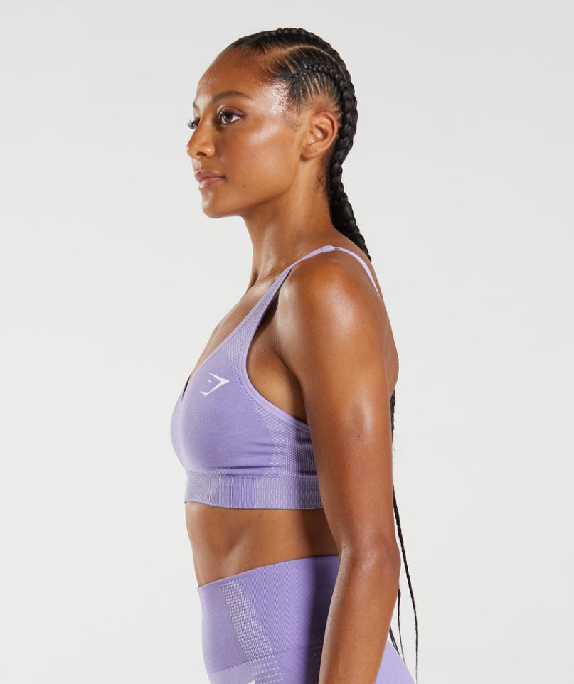Gymshark Vital Seamless 2.0 V Neck Női Sportmelltartó Lila | HU-A-642