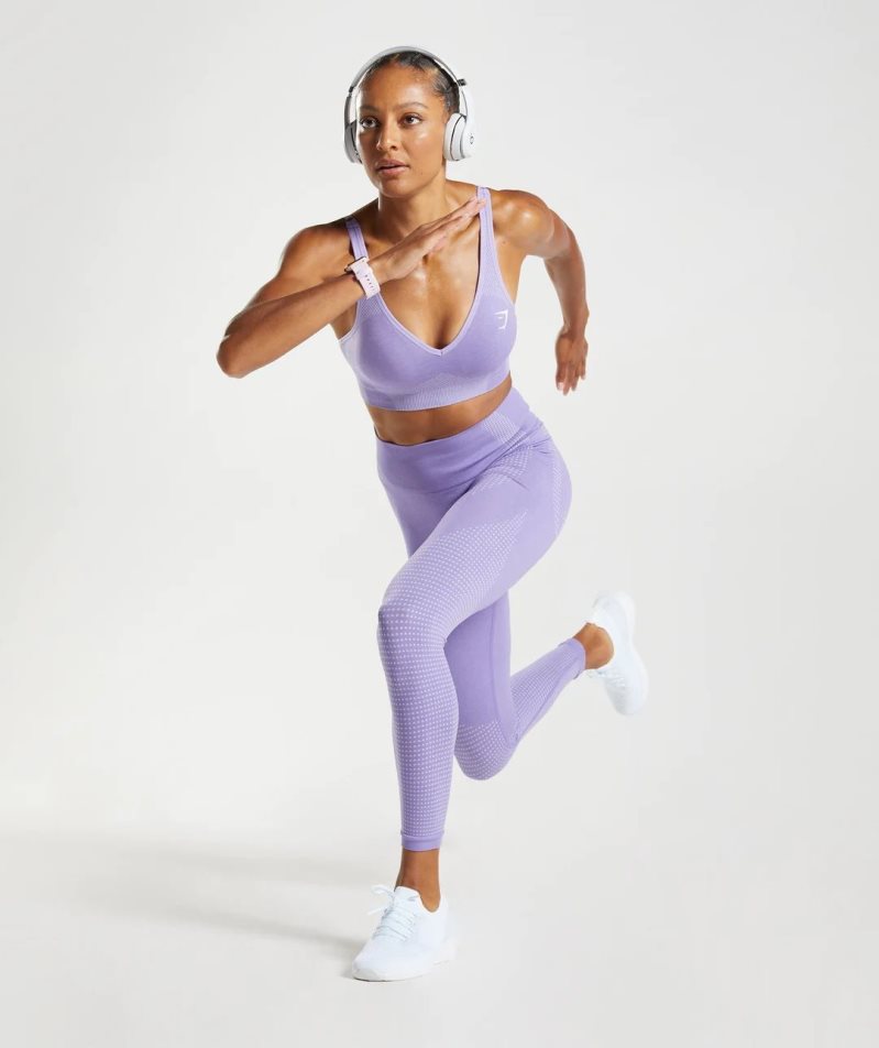 Gymshark Vital Seamless 2.0 V Neck Női Sportmelltartó Lila | HU-A-642