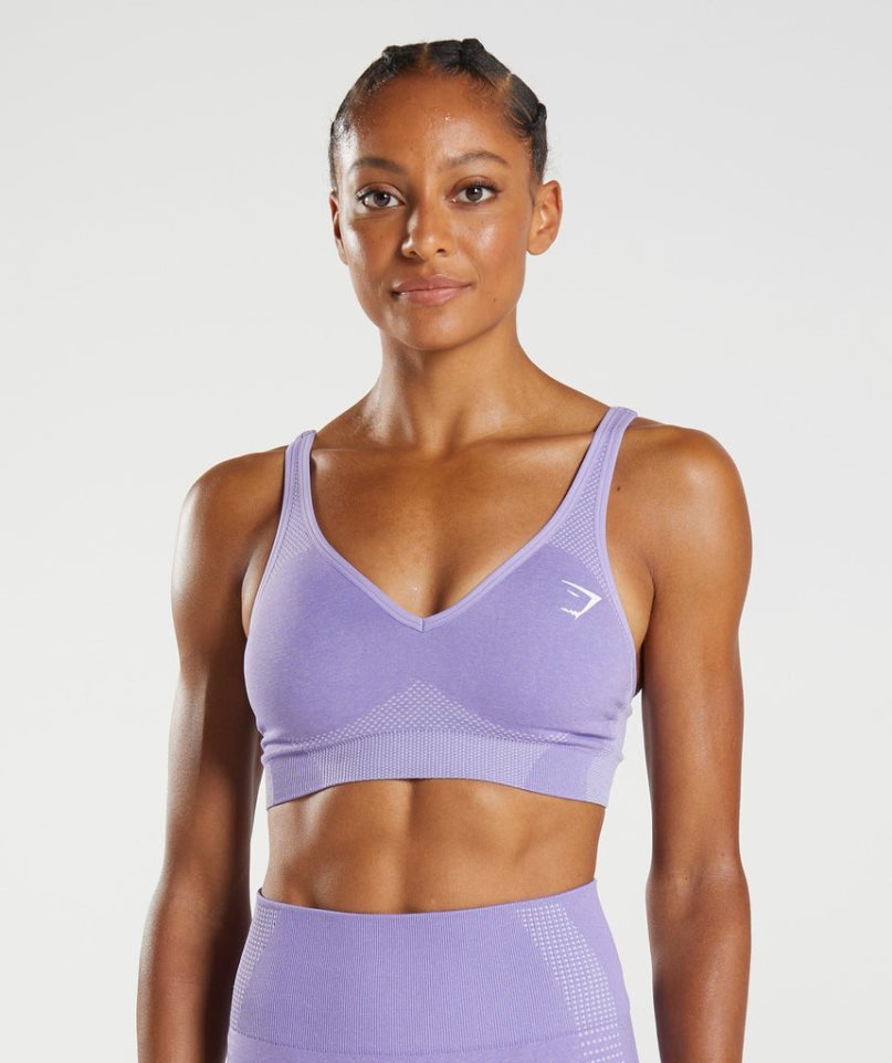 Gymshark Vital Seamless 2.0 V Neck Női Sportmelltartó Lila | HU-A-642