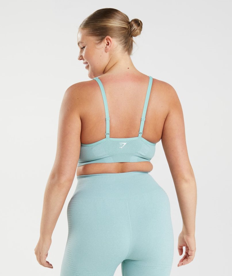 Gymshark Vital Seamless 2.0 V Neck Női Sportmelltartó Világos Türkiz | HU-W-137