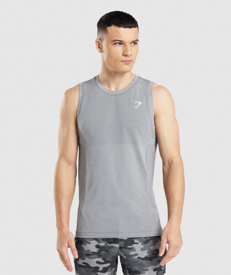 Gymshark Vital Seamless Light Férfi Ujjatlan Póló Szürke | HU-C-839