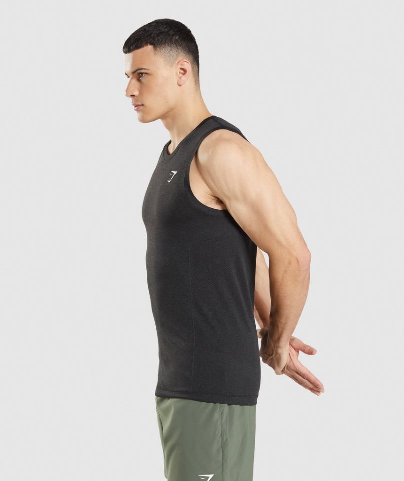 Gymshark Vital Seamless Light Férfi Ujjatlan Póló Fekete | HU-T-614