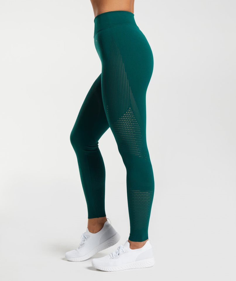 Gymshark Warp Knit Női Leggings Zöld | HU-F-217
