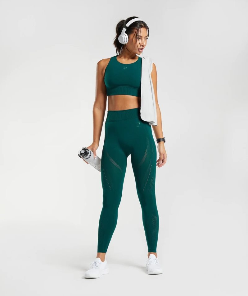 Gymshark Warp Knit Női Leggings Zöld | HU-F-217