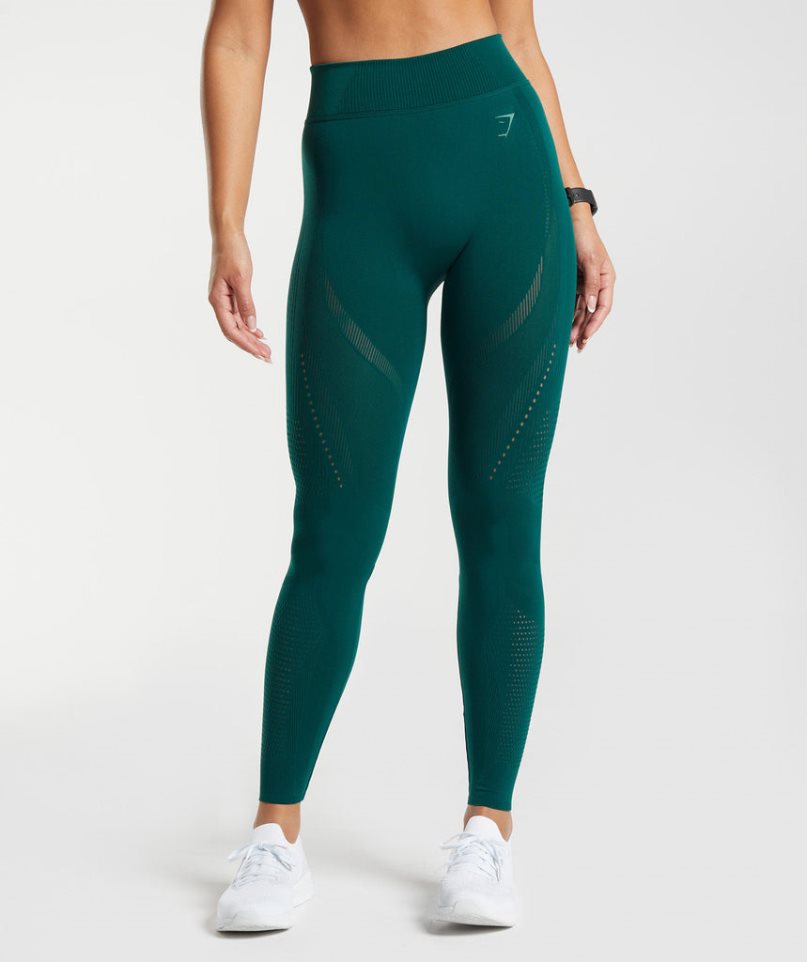 Gymshark Warp Knit Női Leggings Zöld | HU-F-217