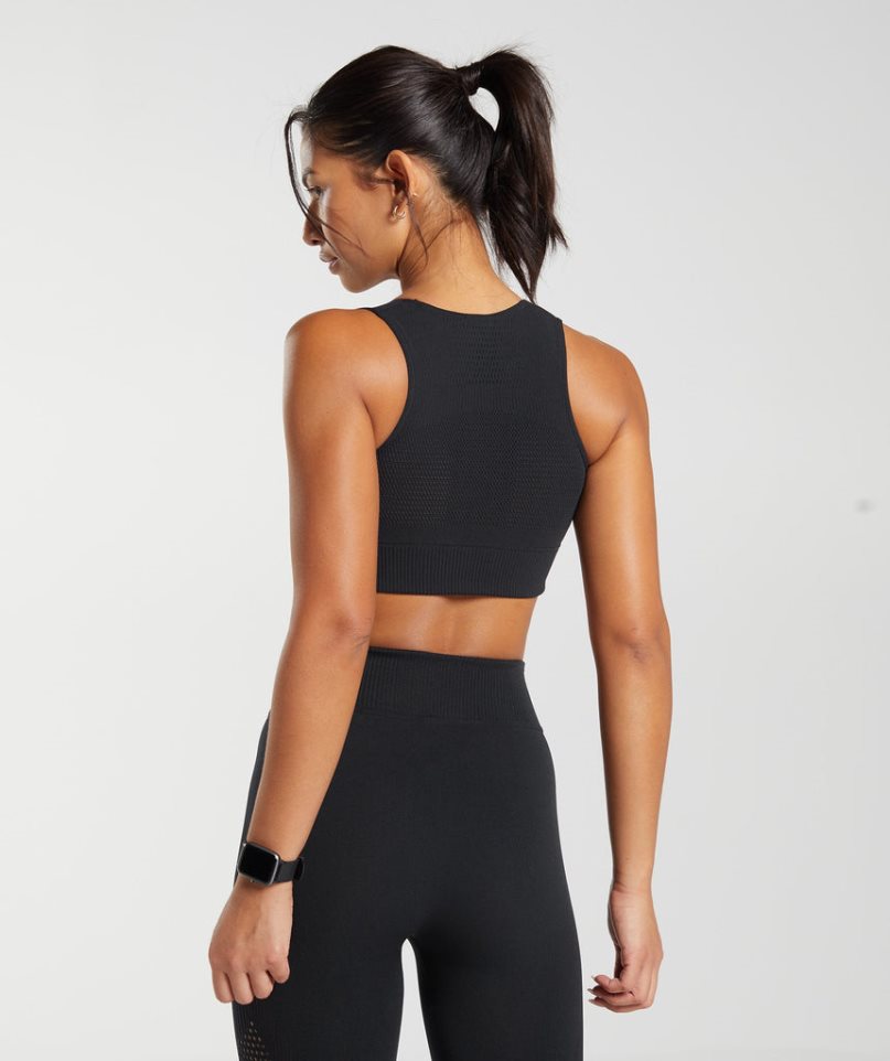 Gymshark Warp Knit Női Vágott Felsők Fekete | HU-O-836