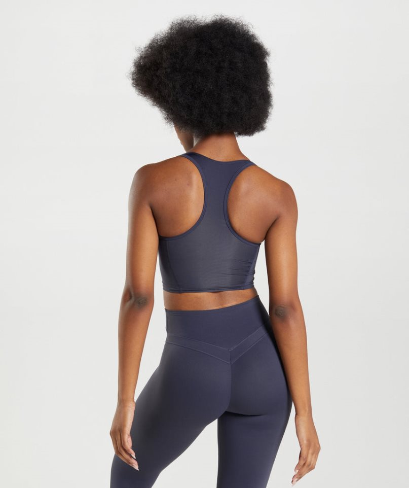 Gymshark Whitney Crop Női Ujjatlan Póló Sötétkék | HU-Q-697