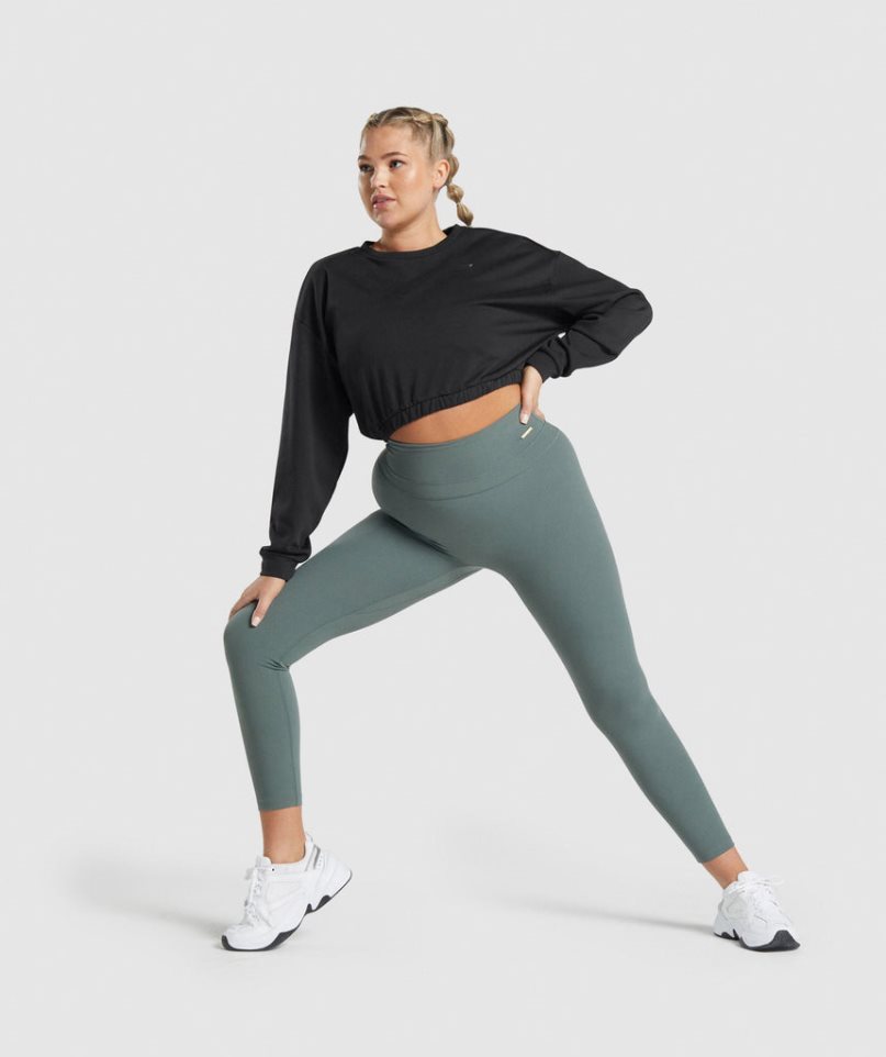 Gymshark Whitney Cropped Női Pulóverek Fekete | HU-C-645