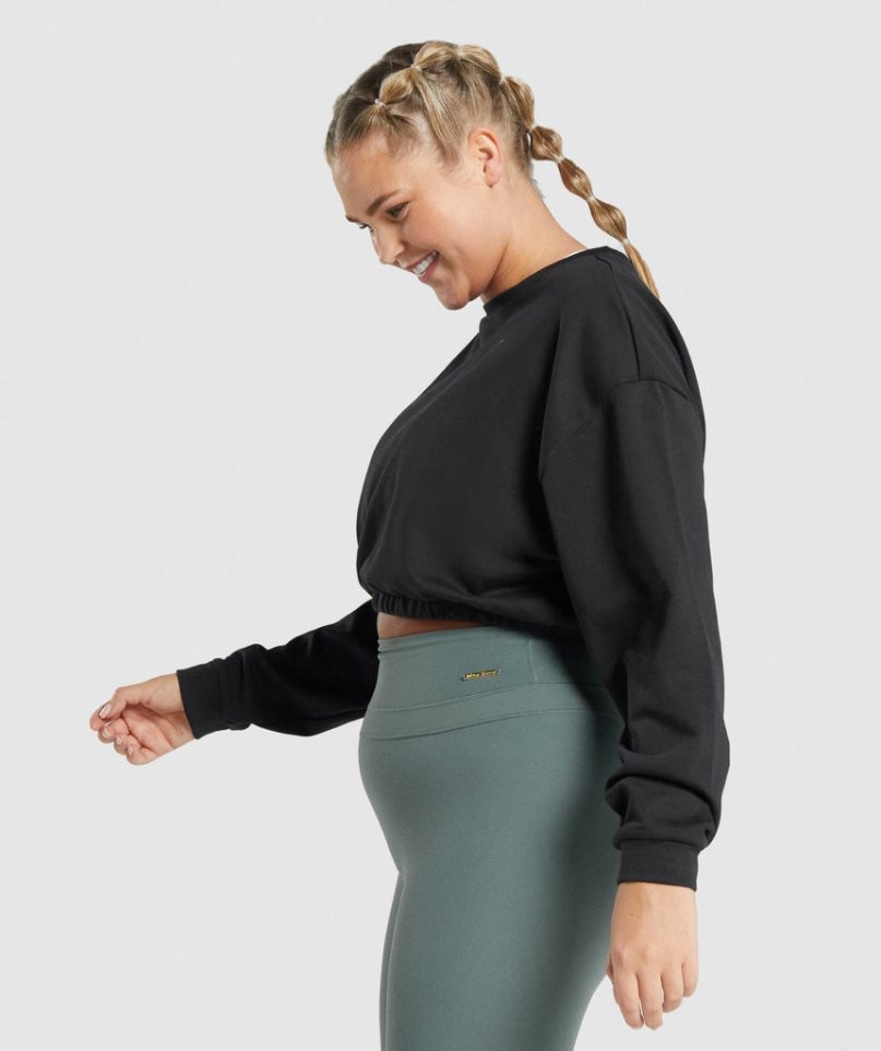 Gymshark Whitney Cropped Női Pulóverek Fekete | HU-C-645